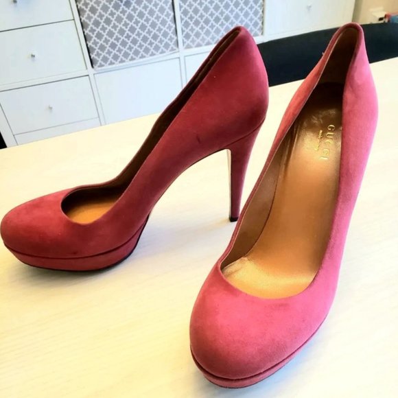 Gucci Raspberry Red platform heels - Picture 1 of 4